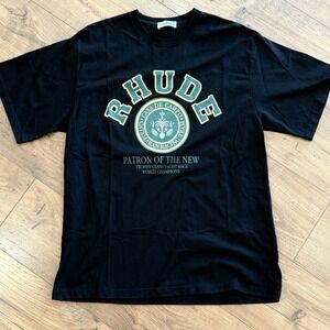 Rhude T Shirt Graphic Tee Black Green NWOT Sz Large L Champions‎ Streetwear